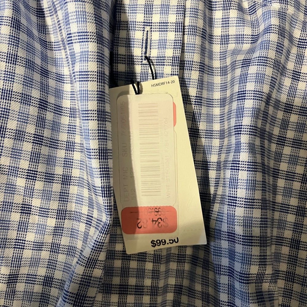 Hart Schaffner Marx Blue and White Plaid